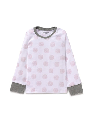 Full sleeve pink dotted pattern in white pajama set for baby - Kidulan