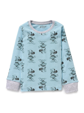 Full sleeve black graphic pattern in cyan pajama set for baby - Kidulan