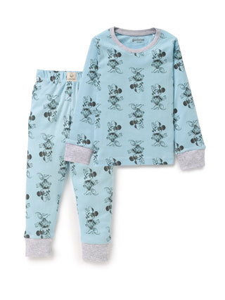 Full sleeve minnie mouse pattern in cyan & black cat pattern in white pajama combo for baby - Kidulan