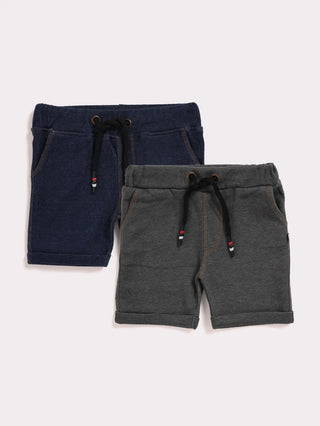 Navy blue & grey shorts combo for baby - Kidulan