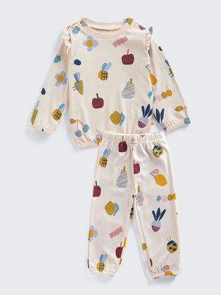 Girls Printed Long Sleeve Top & Pant Set