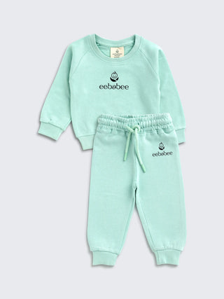 eebabee Unisex Solid Sweatshirt & Jogger Set - Mint Green - Kidulan