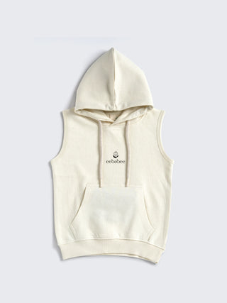 eebabee Boys Solid Sleeveless Hooded Set - Cream Edition - Kidulan
