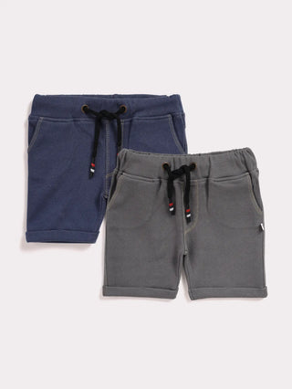 Grey & blue shorts combo for baby boys - Kidulan