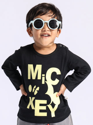 Full sleeve black & yellow graphic t-shirt for baby - Kidulan