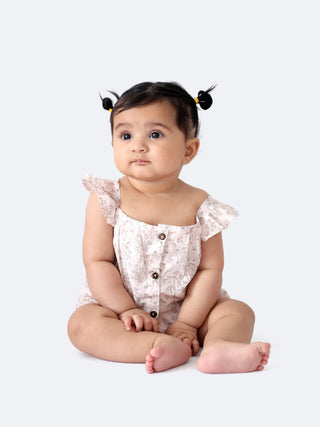 Floral Frill Romper - Soft Pink - Kidulan