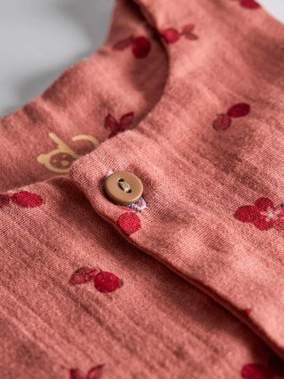 Cherry Bloom Sleeveless Organic Cotton Jabla - Kidulan