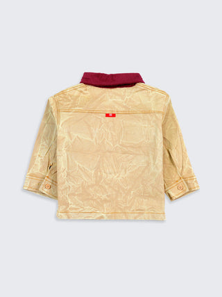 Boys Crinkle Shirt with Corduroy Collar - Kidulan