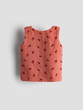 Cherry Bloom Sleeveless Organic Cotton Jabla - Kidulan