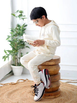 Solid Cream Hooded Tracksuit - Signature Edition - Kidulan