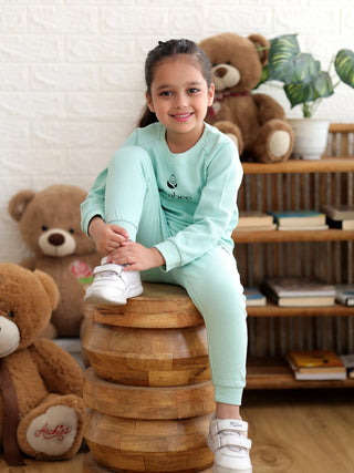 Unisex Solid Sweatshirt & Jogger Set - Mint Green - Kidulan