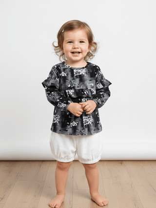 Baby Girl Modern Top & White Shorts Set - Kidulan