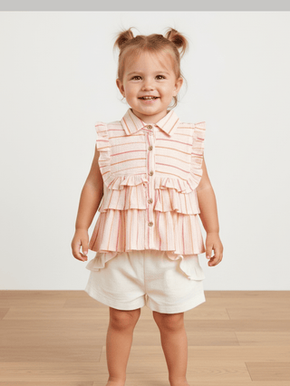 Peachy Stripes Baby Girl 2 piece Set - Kidulan
