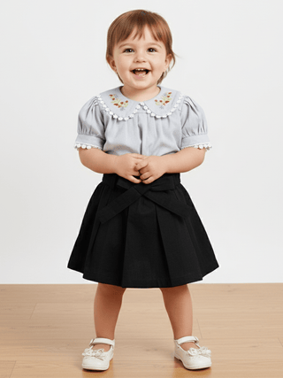Floral Embroidered Top & Skirt Set for Baby Girls - Kidulan
