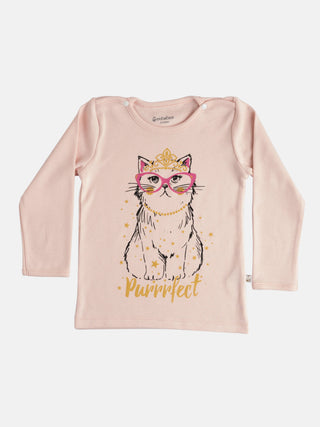 GIRLS PURRFECT CAT FULL SLEEVE GRAPHIC WITH STRETCHY LEGGINGS - Kidulan