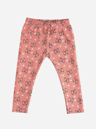 Black pattern in soft pink leggings for baby girl - Kidulan