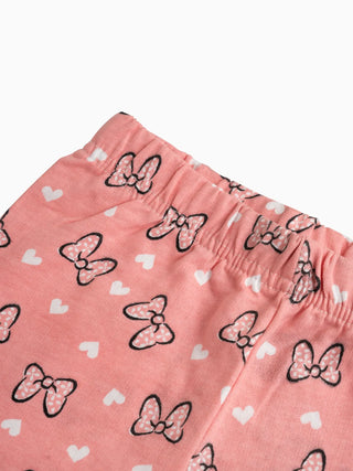 Black pattern in soft pink leggings for baby girl - Kidulan