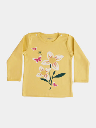 Full sleeve yellow graphic t-shirt for baby - Kidulan