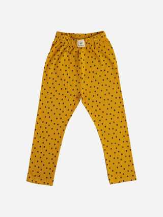 Graphic pattern in white & yellow leggings combo for baby girl - Kidulan