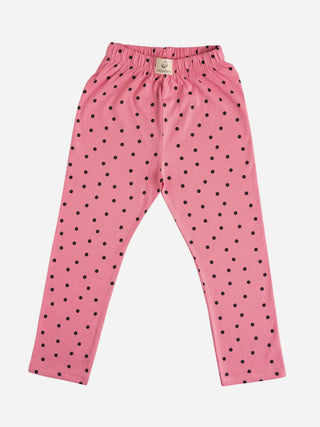White heart pattern in pink leggings for baby girl - Kidulan