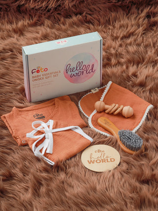 BABY ESSENTIALS UNISEX PREMIUM GIFT SET 0-3M (CHOCOLATE BROWN) - Kidulan