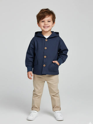 Boys Hooded Button Shirt – Classic Style - Kidulan