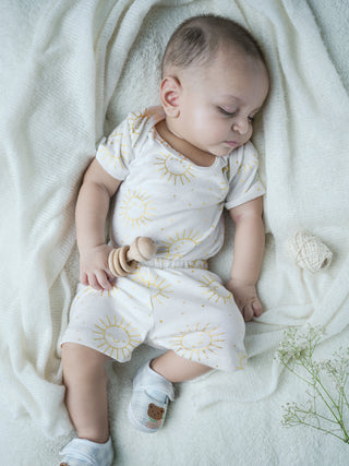 Sunny Smiles Print Bodysuit & Shorts Summer Set for Baby - Kidulan