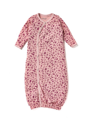 Full sleeve navy blue, red design in solid pink sleeping gown combo for baby