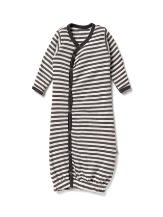Full sleeve heart pattern in cyan, grey sky pattern in white & brown stripes in white sleeping gown combo for baby