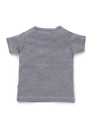 Half sleeve plain grey little boys stripe t-shirt for baby - Kidulan