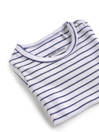 Half sleeve white & blue little boys stripe t-shirt for baby - Kidulan