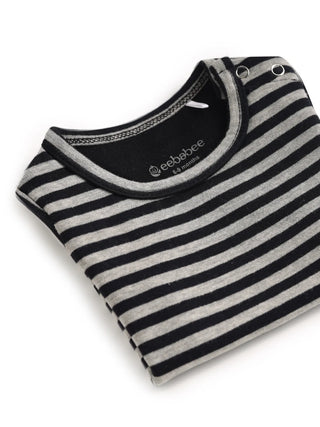 Half sleeve black & gray stripe pattern t-shirt for baby