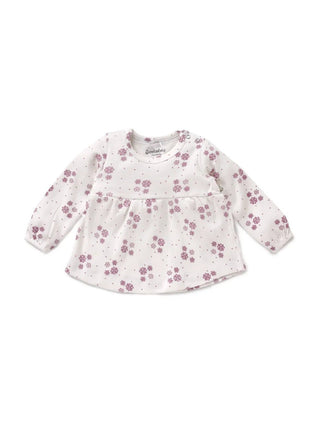 Full sleeve white & purple frock for baby girls - Kidulan