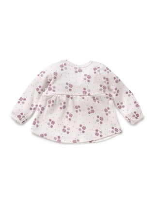 Full sleeve white & purple frock for baby girls - Kidulan