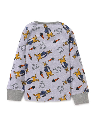 Full sleeve orange rabbit pattern in white pajama set for baby