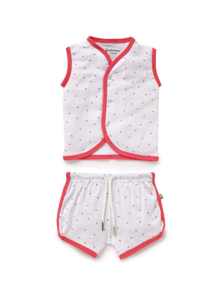 Sleeveless heart pattern in white jabla set for baby - Kidulan