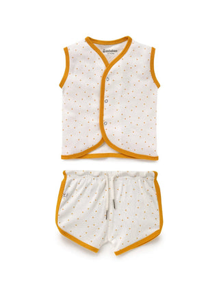 Sleeveless white & yellow jabla set for baby - Kidulan