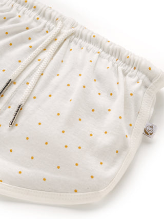 Sleeveless dot pattern in cream  cotton jabla set for baby