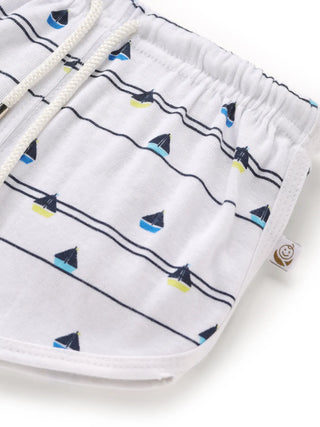 Sleeveless white & line pattern jabla set  for baby