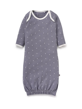 Full sleeve white dot pattern in grey, black, white & sky pattern in white sleeping gown combo for baby - Kidulan