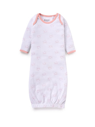 Full sleeve pink & grey graphic pattern in white sleeping gown combo for baby