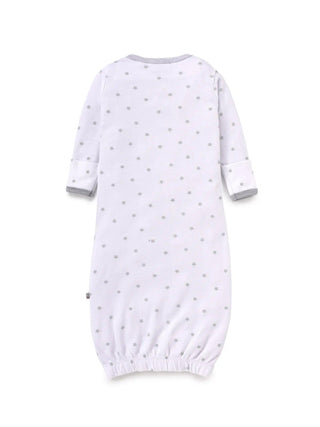 Full sleeve grey star pattern in white sleeping gown for baby