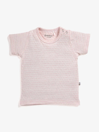 Half sleeve white, pink, grey & black little boys stripe t-shirt combo for baby - Kidulan