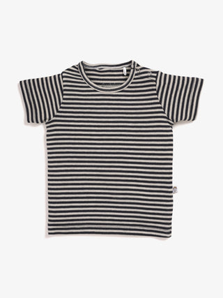 Half sleeve White, Black & Blue Stripe pattern Graphic t-shirt for baby
