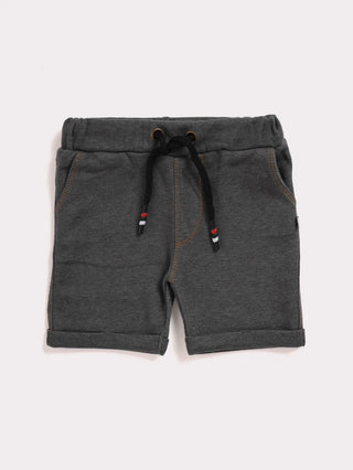 Half sleeve red & grey denim shorts &  t-shirt set for baby