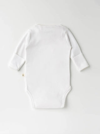 Full sleeve pure white cross button bodysuit for baby - Kidulan