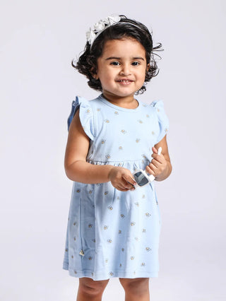 Sleeveless blue frock for baby girls - Kidulan