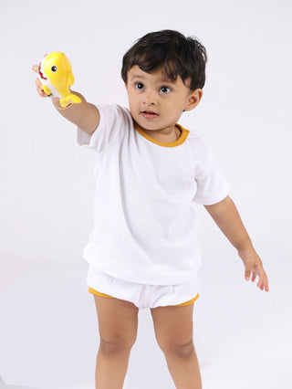 Half sleeve white summer outfit for baby - Kidulan