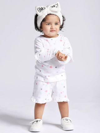Girls’ Starry Skirt Set with “Wonderful” Graphic Tee – 3 Pc - Kidulan