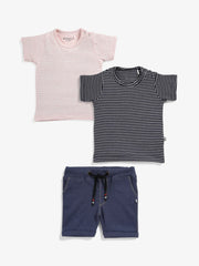 BABY BOYS STRIPED TEE & DENIM SHORTS SET